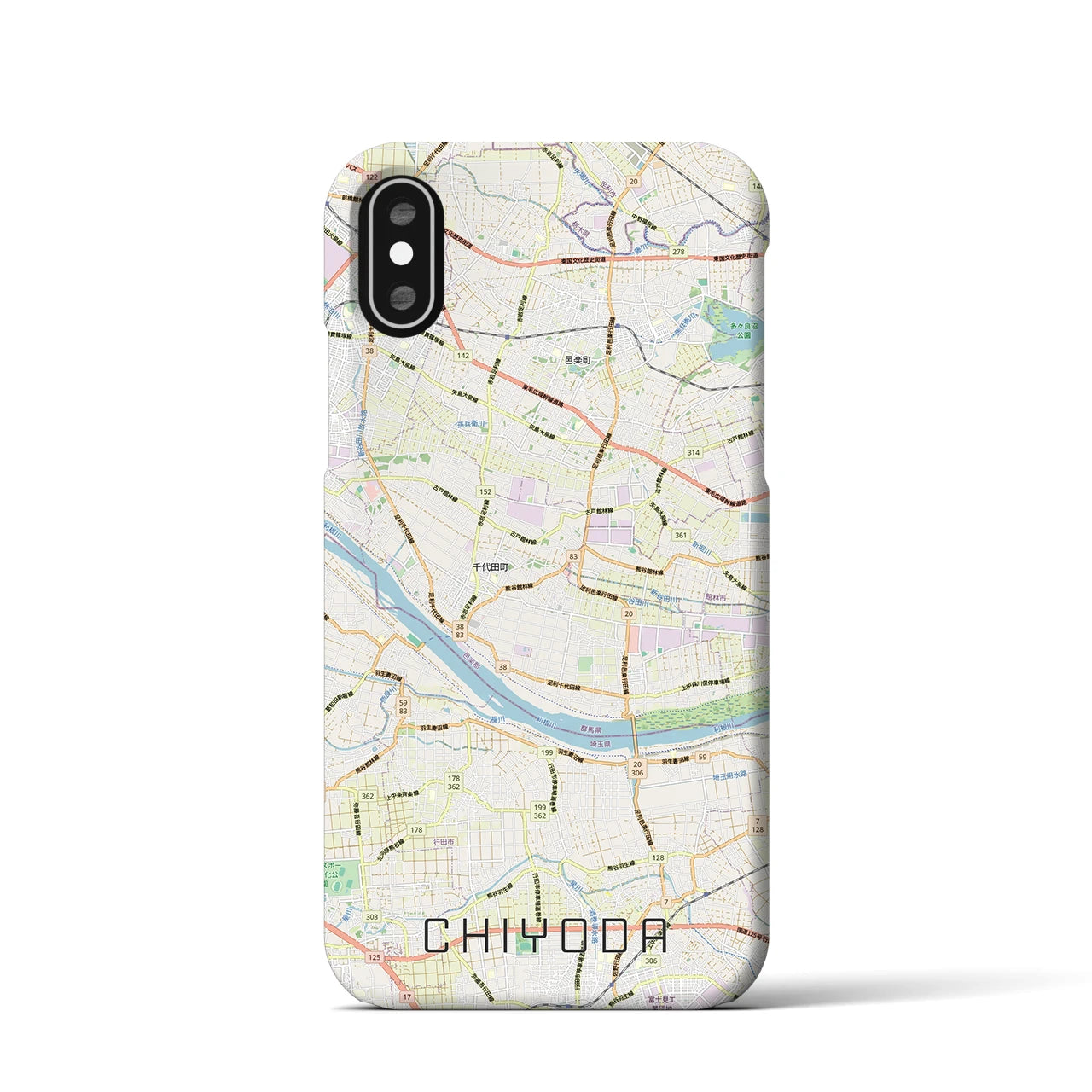 【千代田(群馬県)】地図柄iPhoneケース(バックカバータイプ)