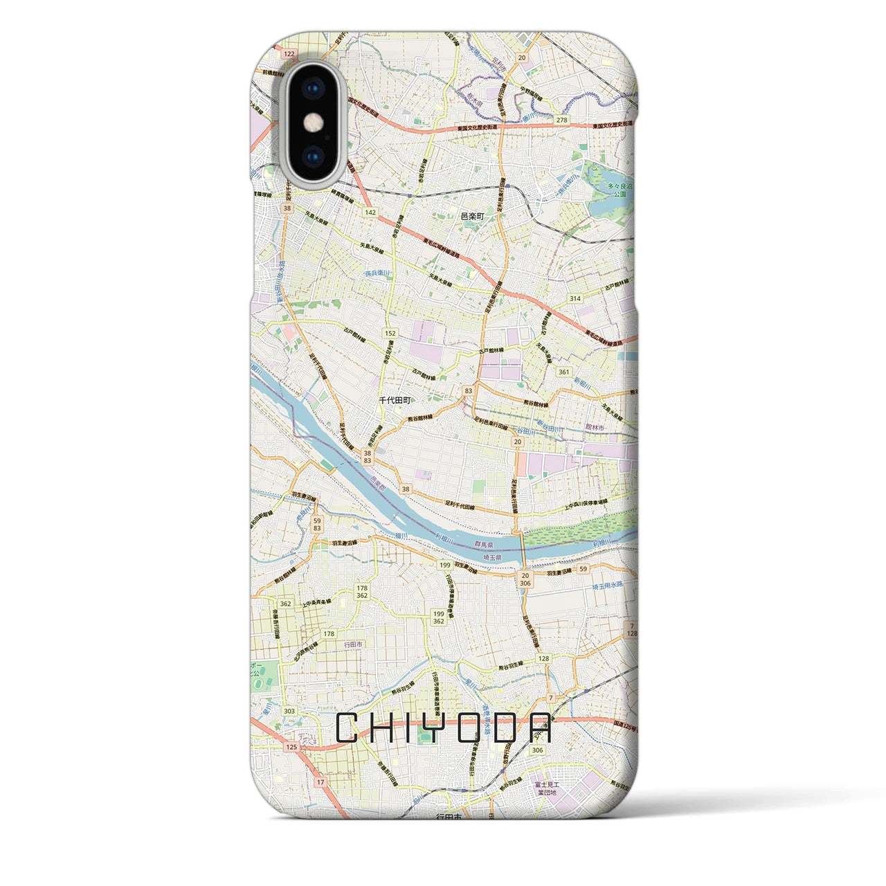 【千代田(群馬県)】地図柄iPhoneケース(バックカバータイプ)