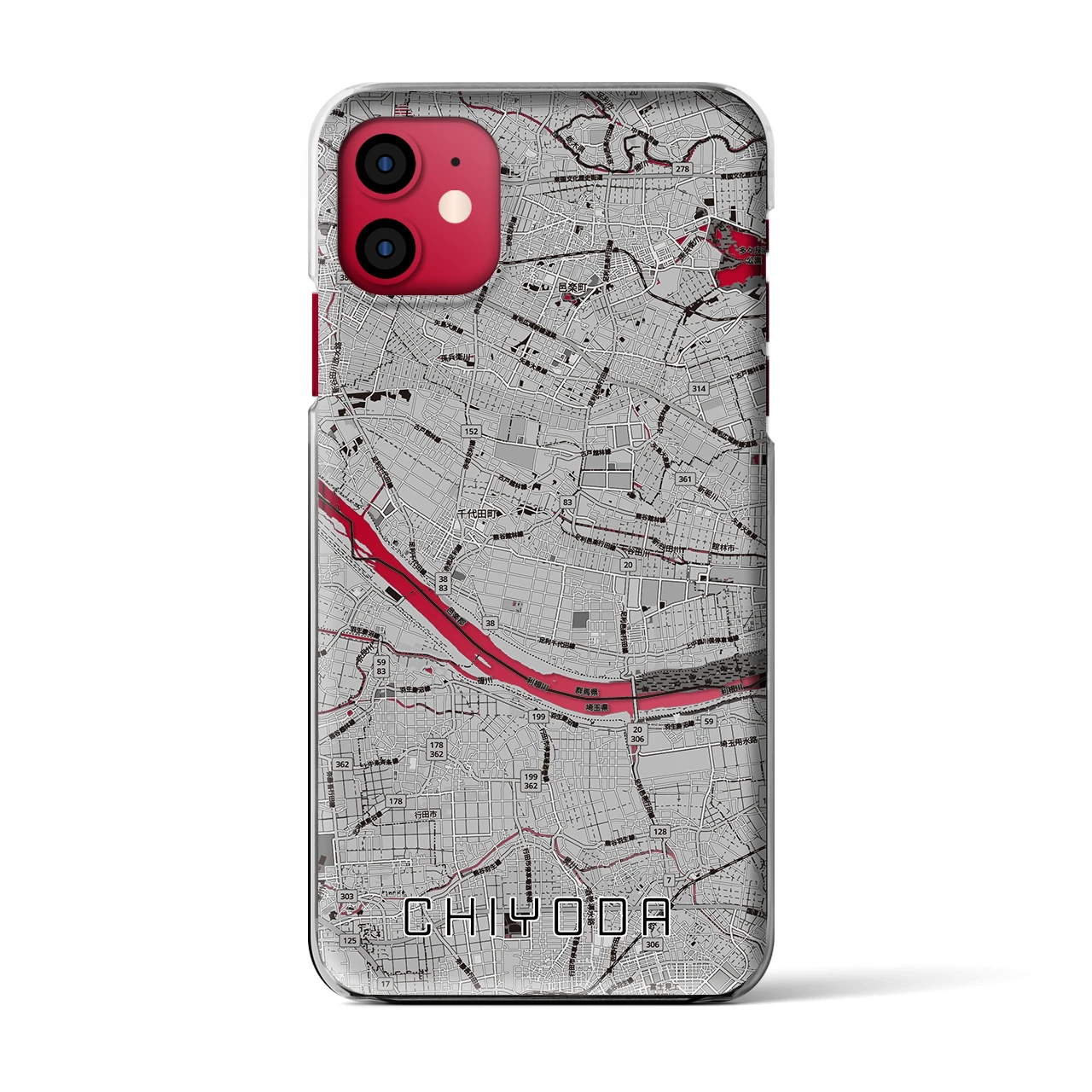 【千代田(群馬県)】地図柄iPhoneケース(クリアタイプ)
