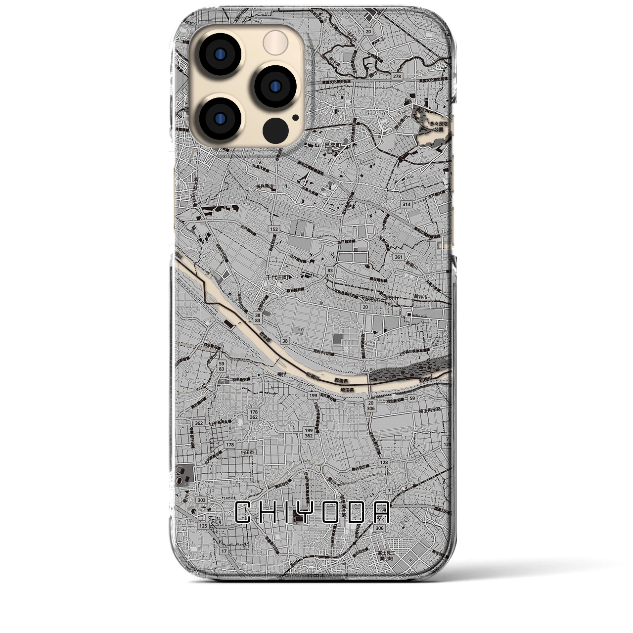 【千代田(群馬県)】地図柄iPhoneケース(クリアタイプ)