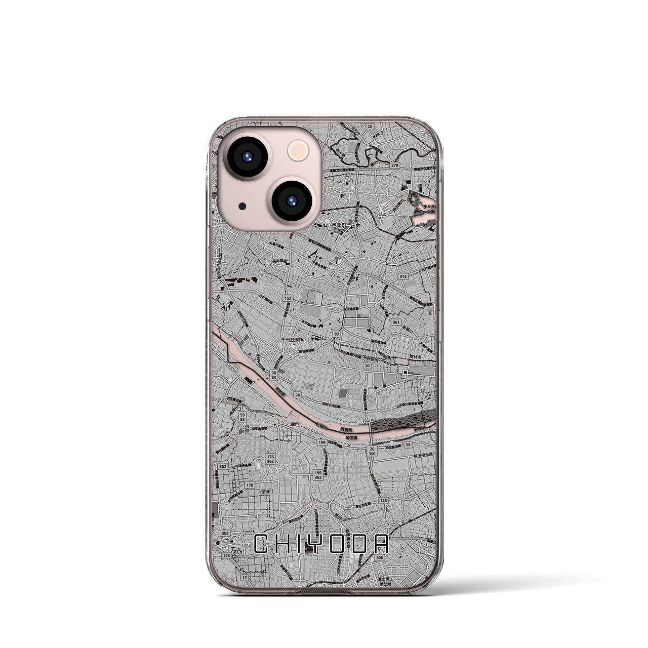 【千代田(群馬県)】地図柄iPhoneケース(クリアタイプ)