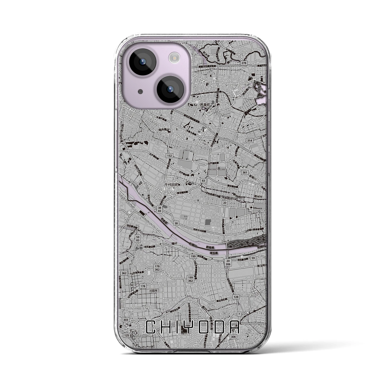 【千代田(群馬県)】地図柄iPhoneケース(クリアタイプ)