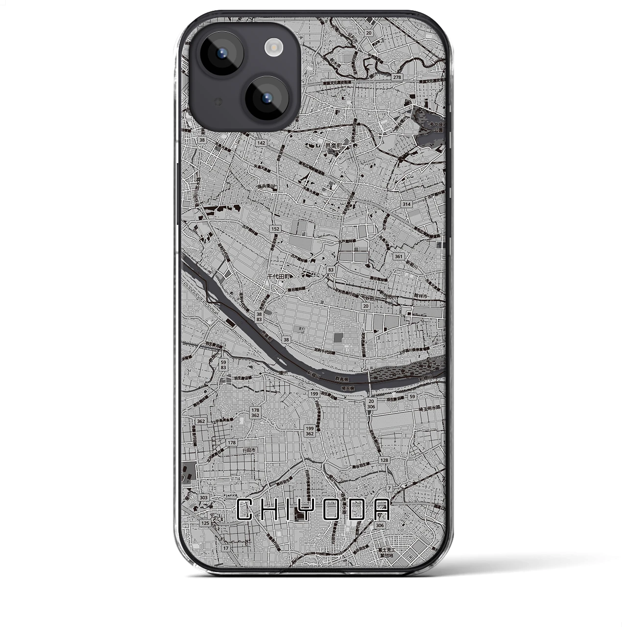 【千代田(群馬県)】地図柄iPhoneケース(クリアタイプ)