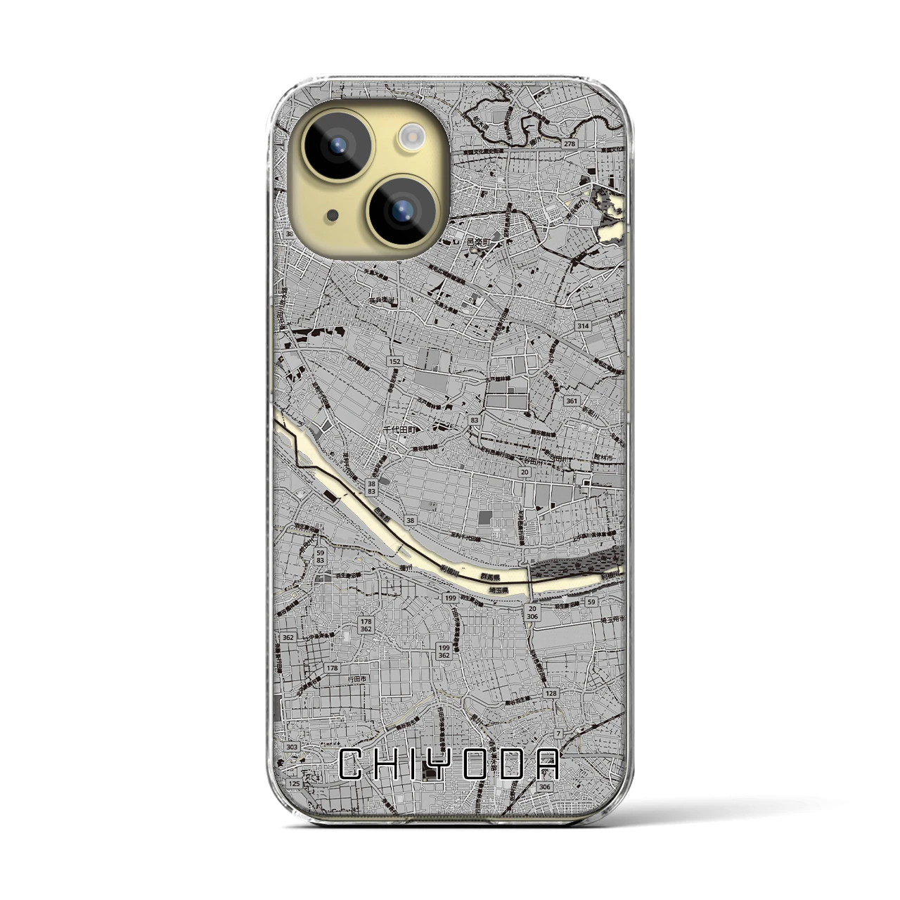 【千代田(群馬県)】地図柄iPhoneケース(クリアタイプ)