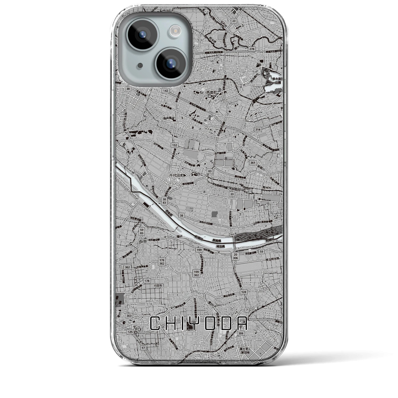 【千代田(群馬県)】地図柄iPhoneケース(クリアタイプ)