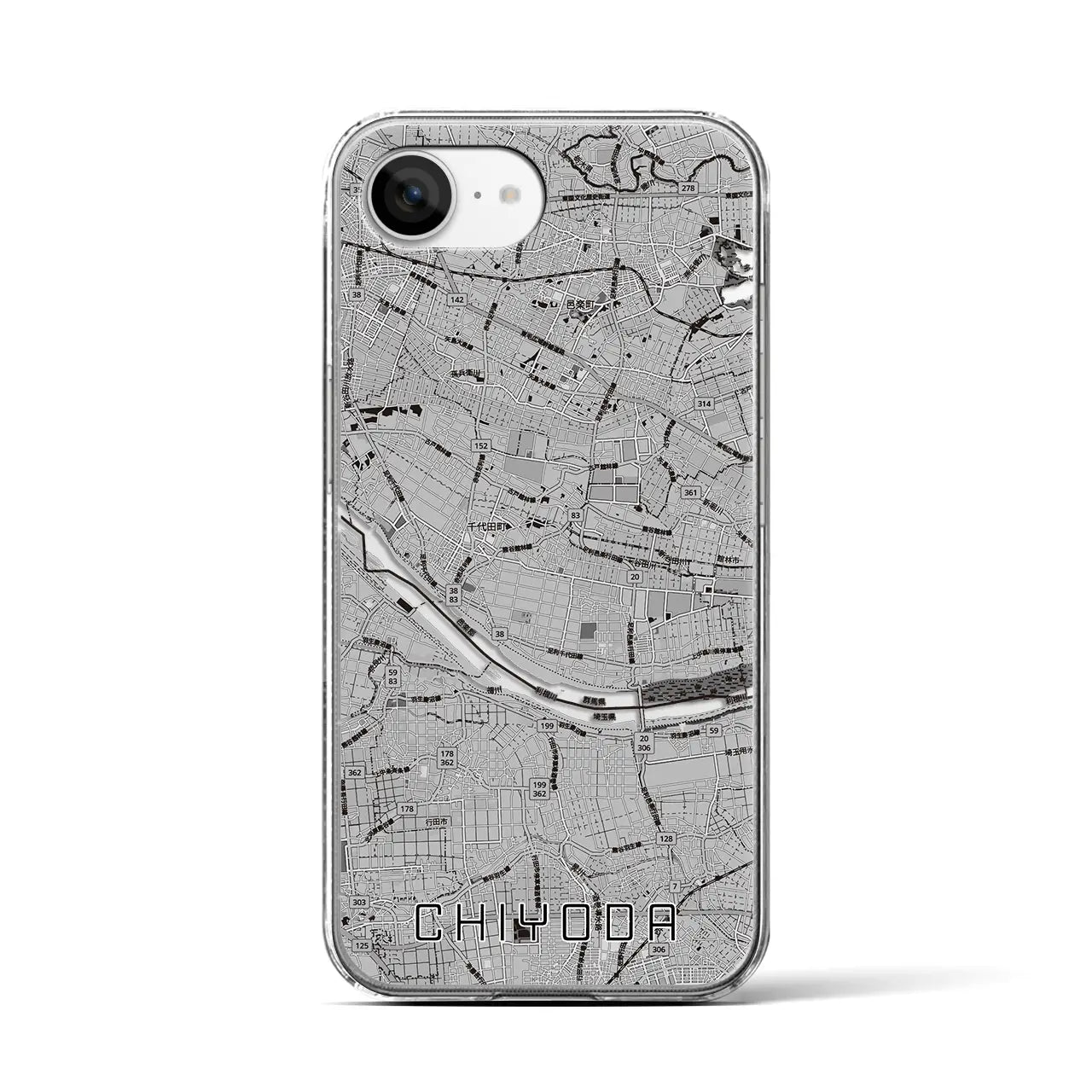 【千代田(群馬県)】地図柄iPhoneケース(クリアタイプ)