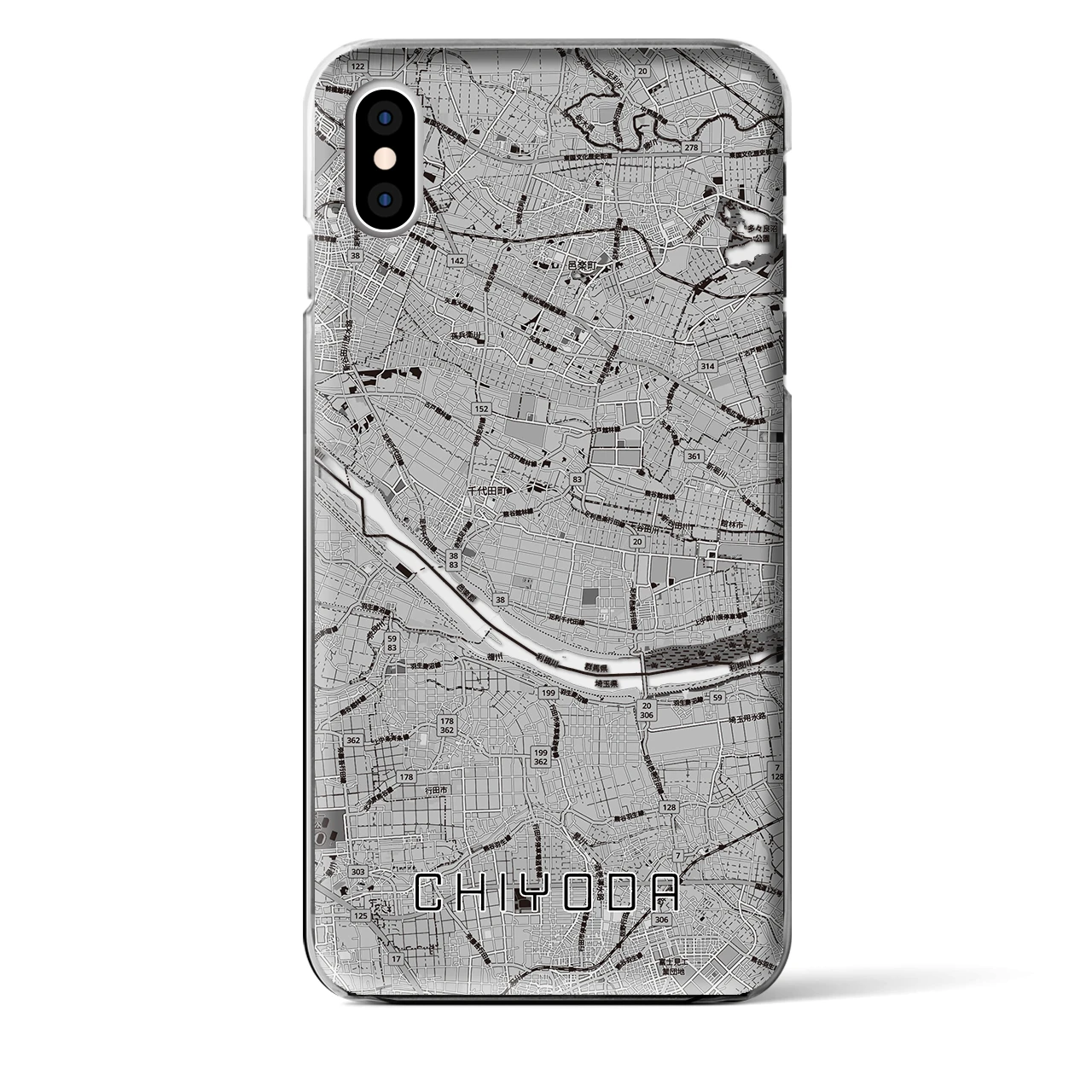 【千代田(群馬県)】地図柄iPhoneケース(クリアタイプ)