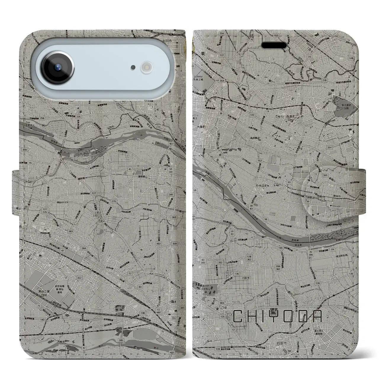 【千代田(群馬県)】地図柄iPhoneケース(手帳タイプ)