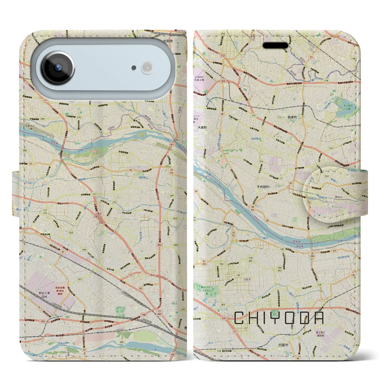 【千代田(群馬県)】地図柄iPhoneケース(手帳タイプ)