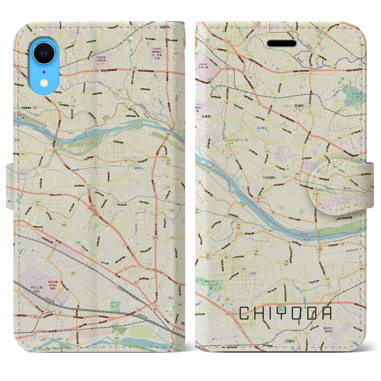 【千代田(群馬県)】地図柄iPhoneケース(手帳タイプ)