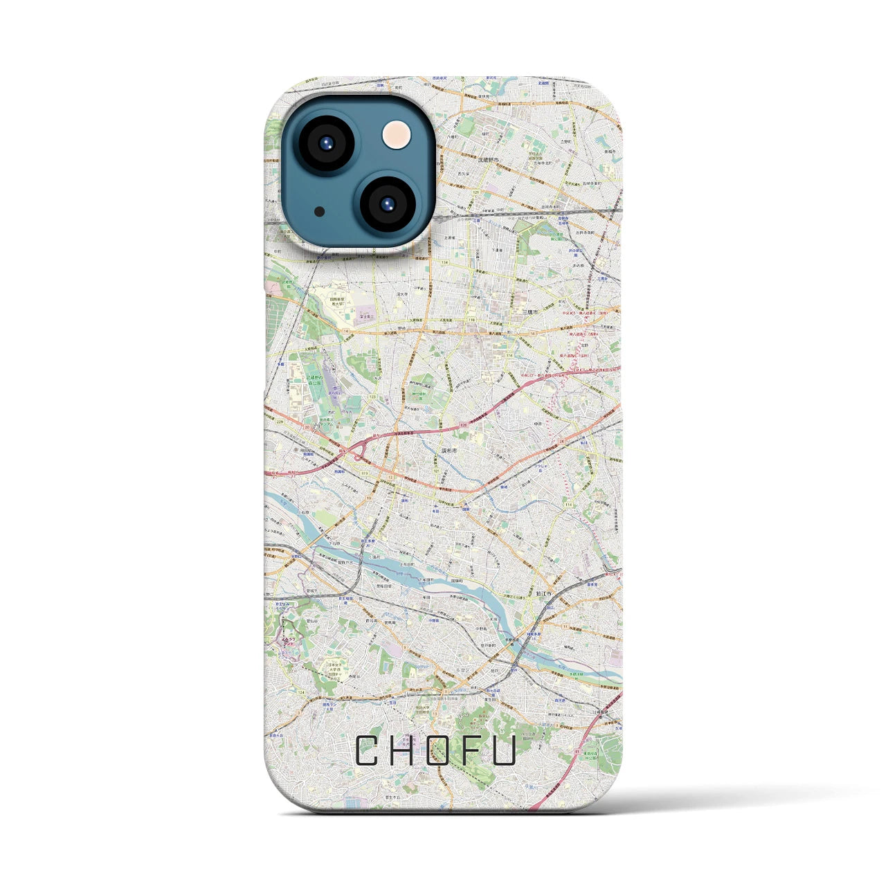 【調布2(東京都)】地図柄iPhoneケース(バックカバータイプ)