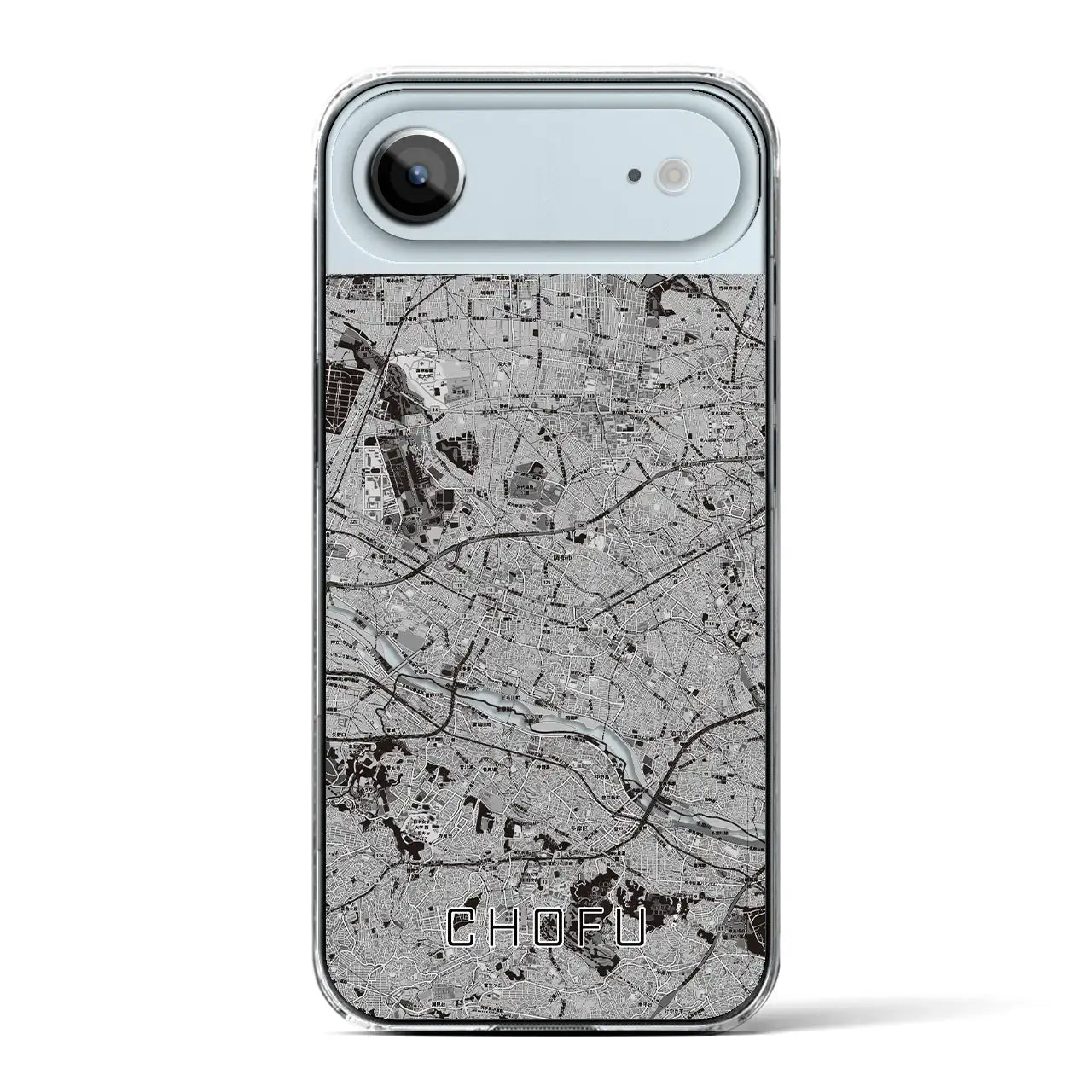 【調布2(東京都)】地図柄iPhoneケース(クリアタイプ)モノトーン・iPhone 17 Pro Max 用