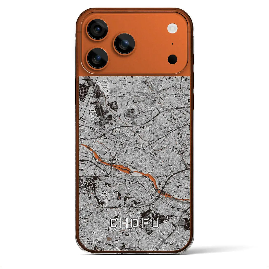 【調布2(東京都)】地図柄iPhoneケース(クリアタイプ)モノトーン・iPhone 17 Pro Max 用