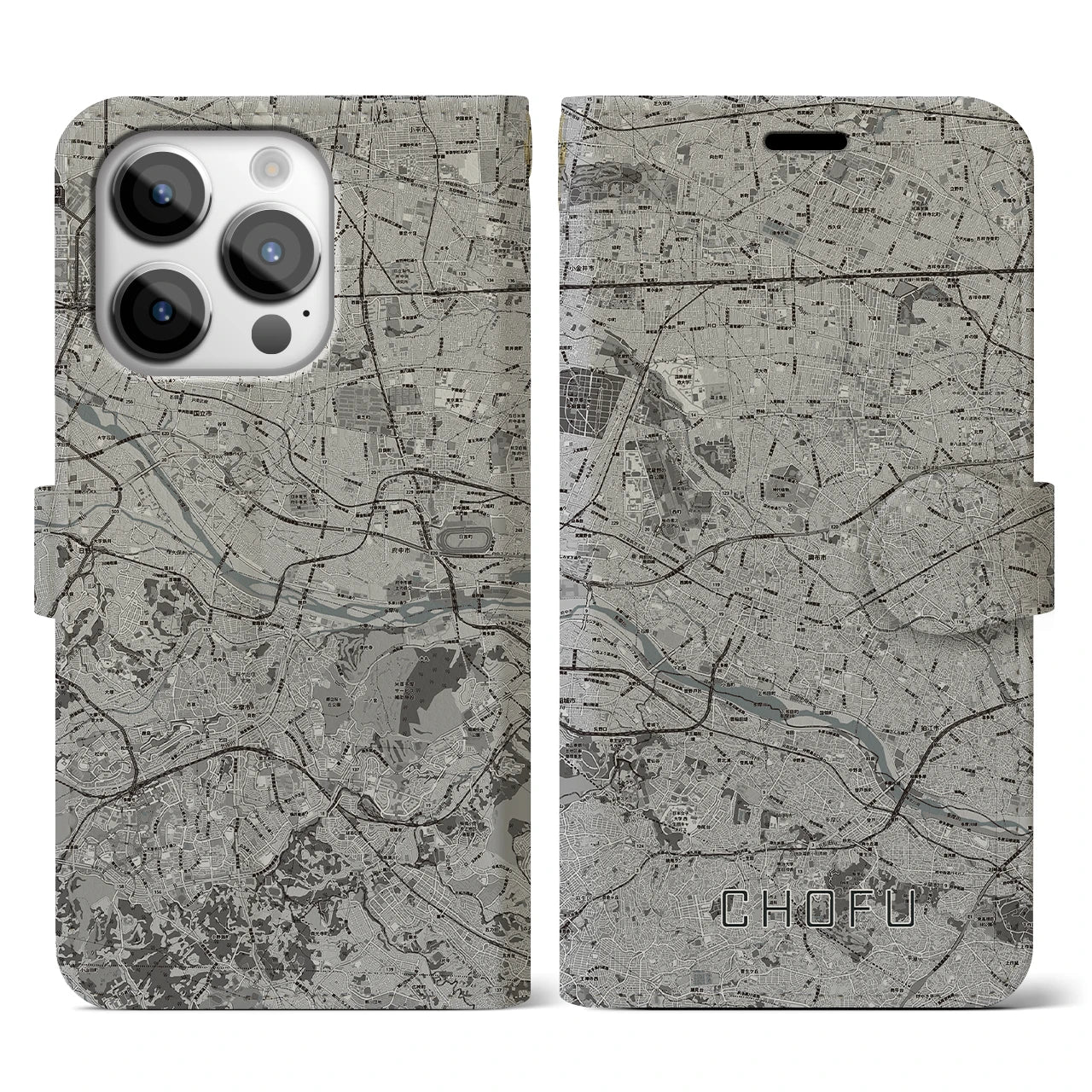 【調布2(東京都)】地図柄iPhoneケース(手帳タイプ)