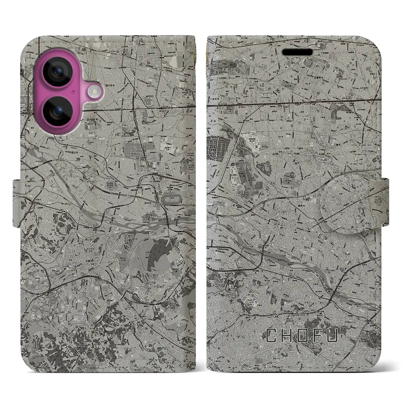 【調布2(東京都)】地図柄iPhoneケース(手帳タイプ)