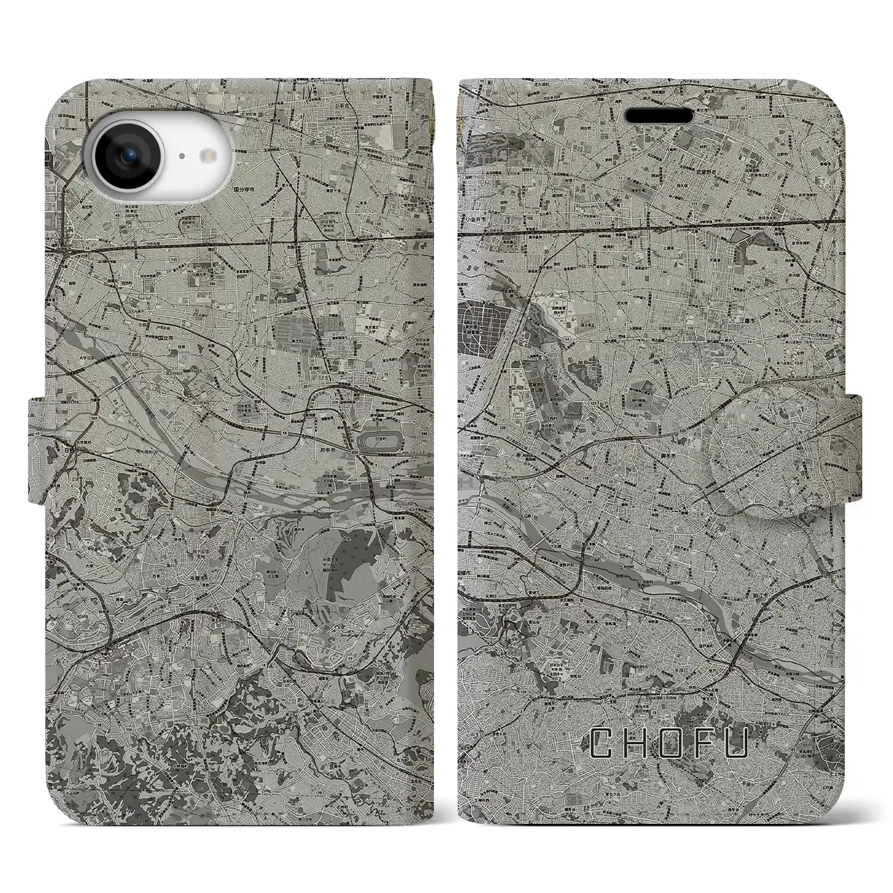 【調布2(東京都)】地図柄iPhoneケース(手帳タイプ)