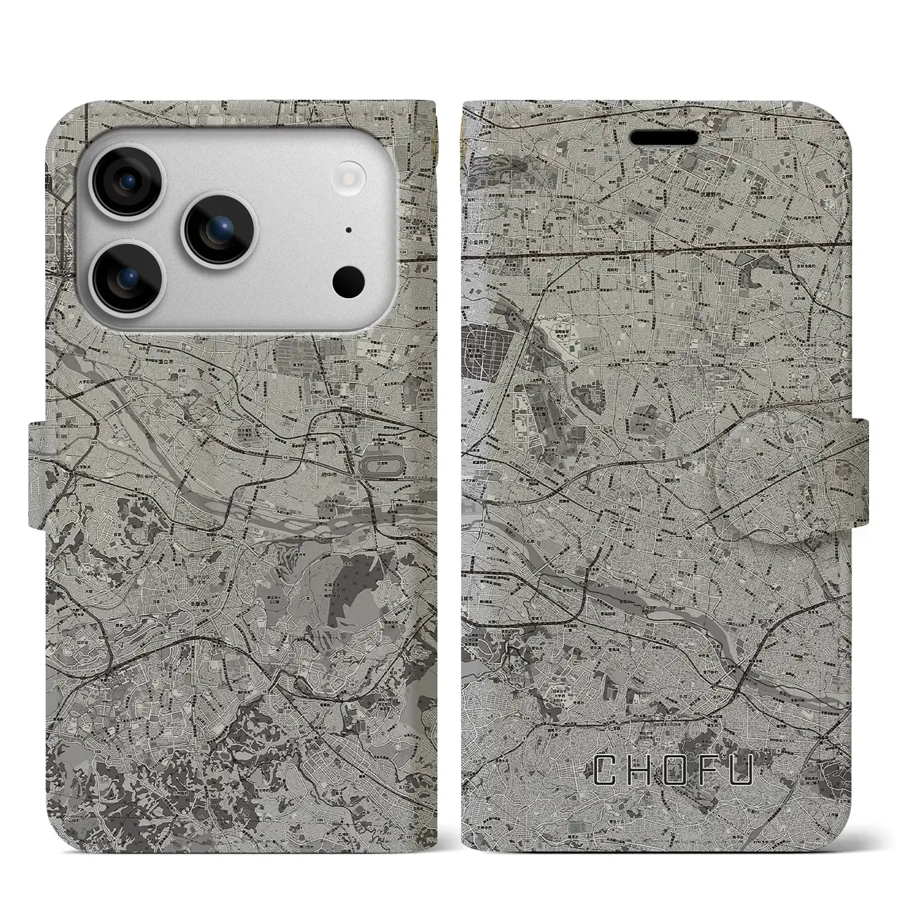 【調布2(東京都)】地図柄iPhoneケース(手帳タイプ)