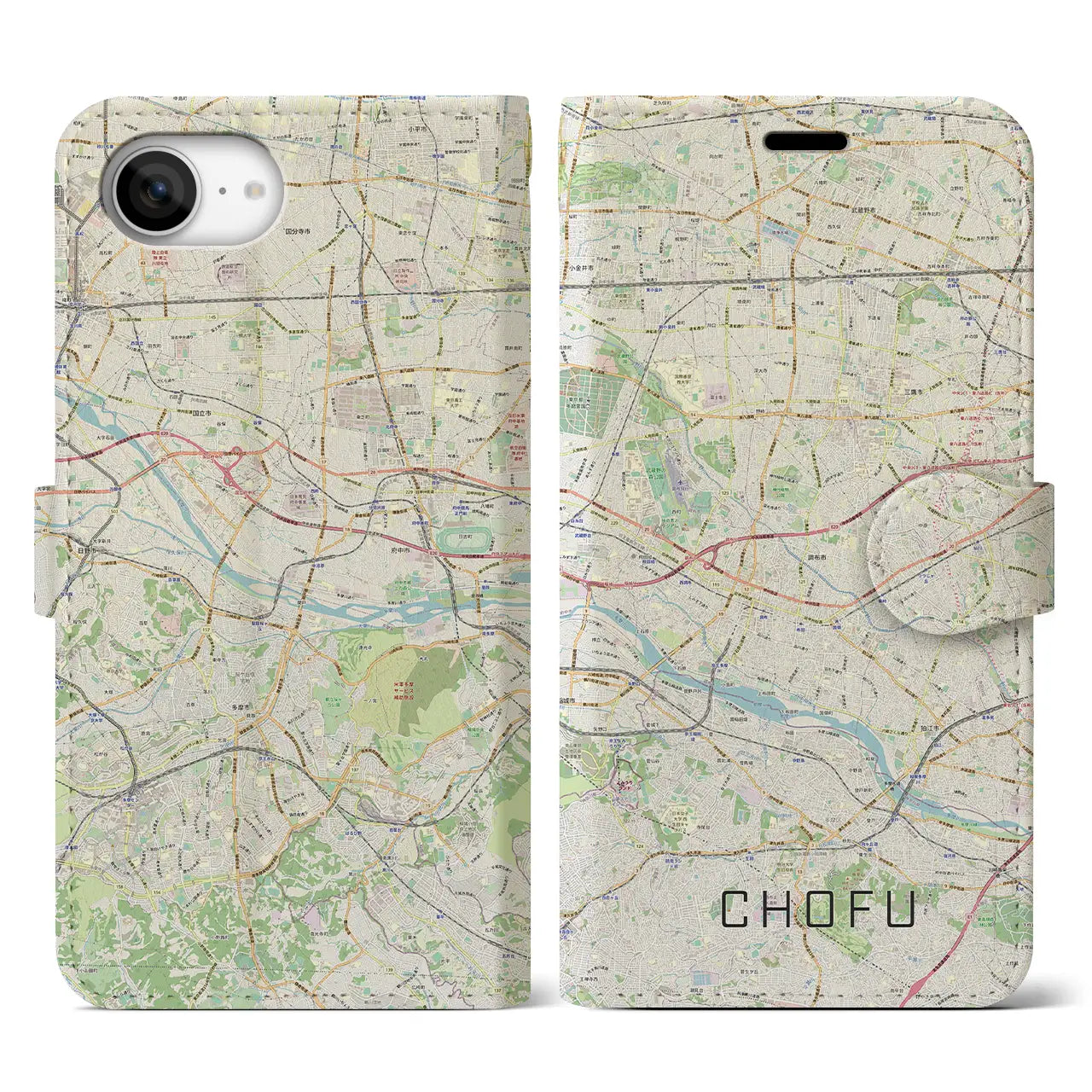 【調布2(東京都)】地図柄iPhoneケース(手帳タイプ)