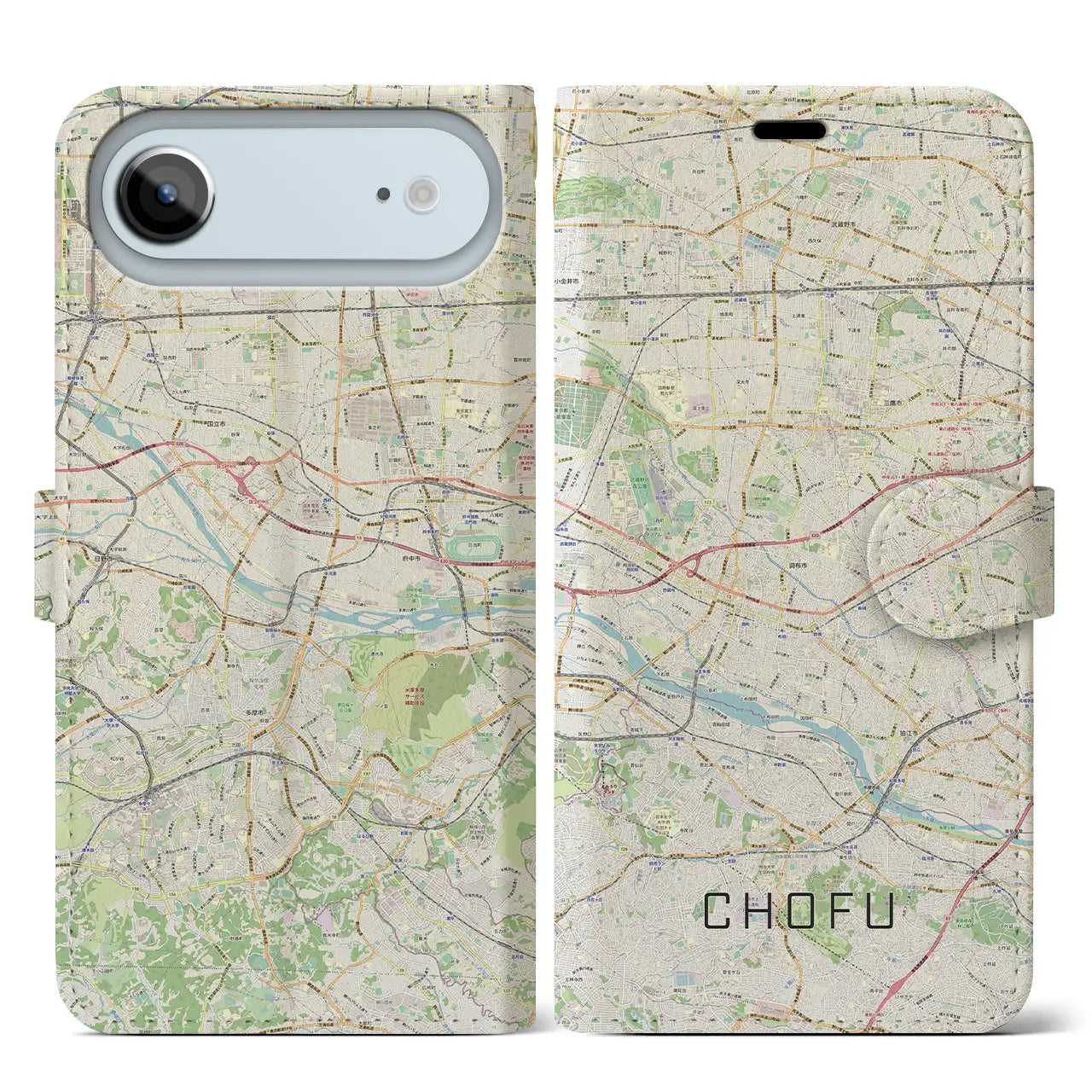 【調布2(東京都)】地図柄iPhoneケース(手帳タイプ)