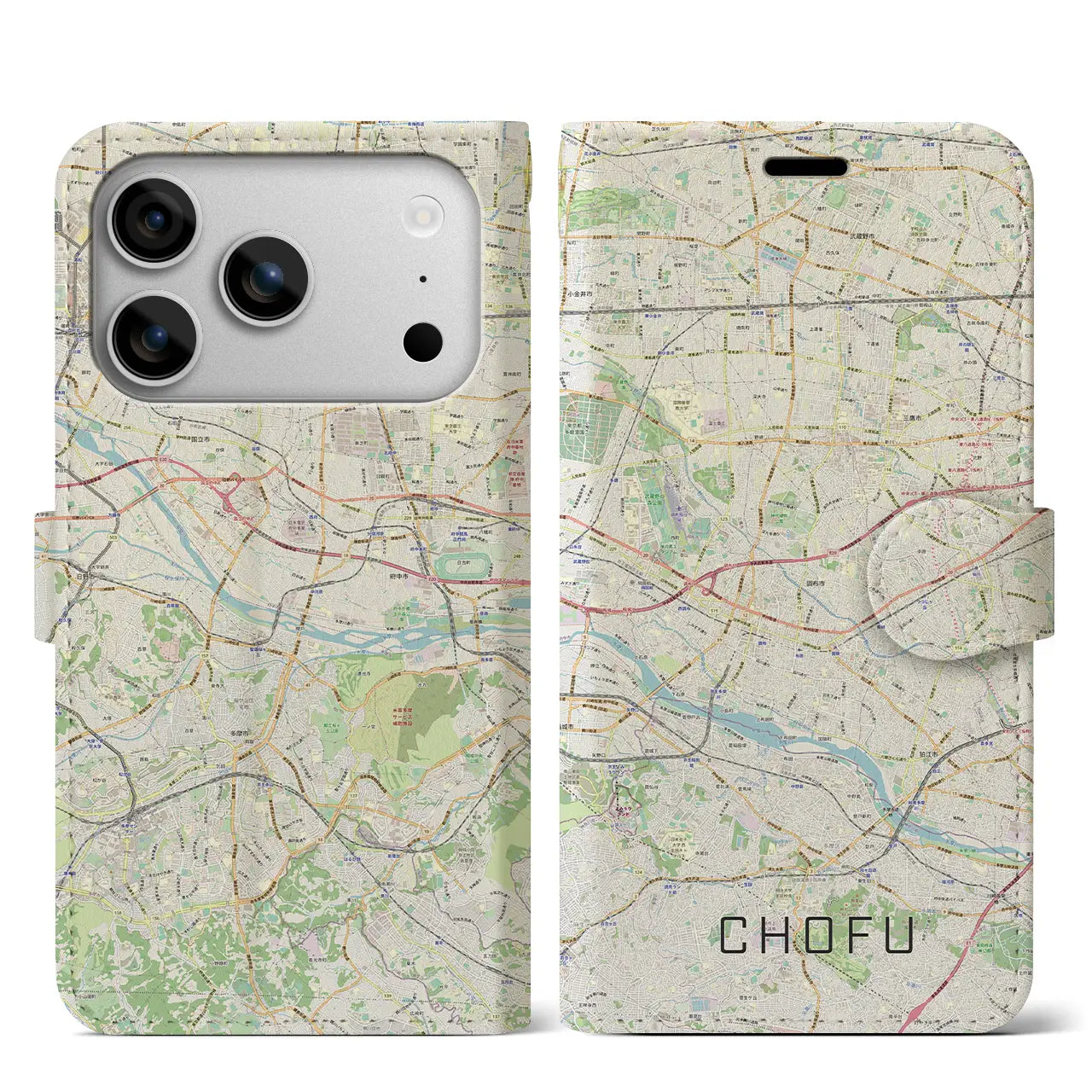 【調布2(東京都)】地図柄iPhoneケース(手帳タイプ)