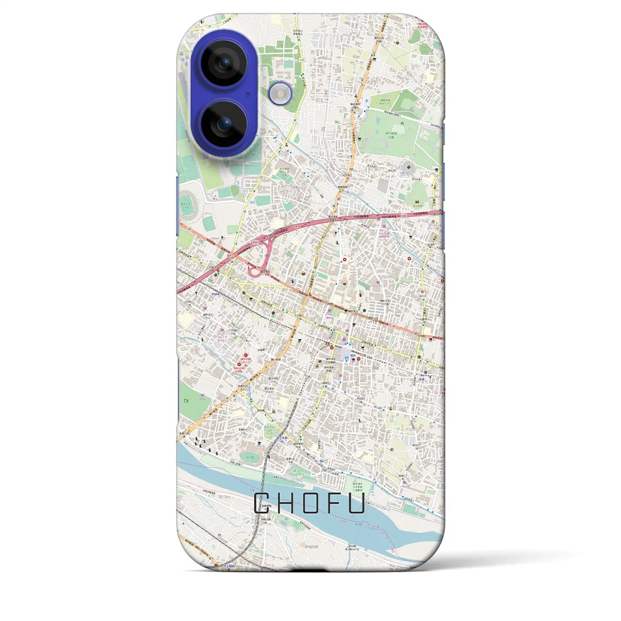 【調布(東京都)】地図柄iPhoneケース(バックカバータイプ)ブラック・iPhone 16 Pro Max 用