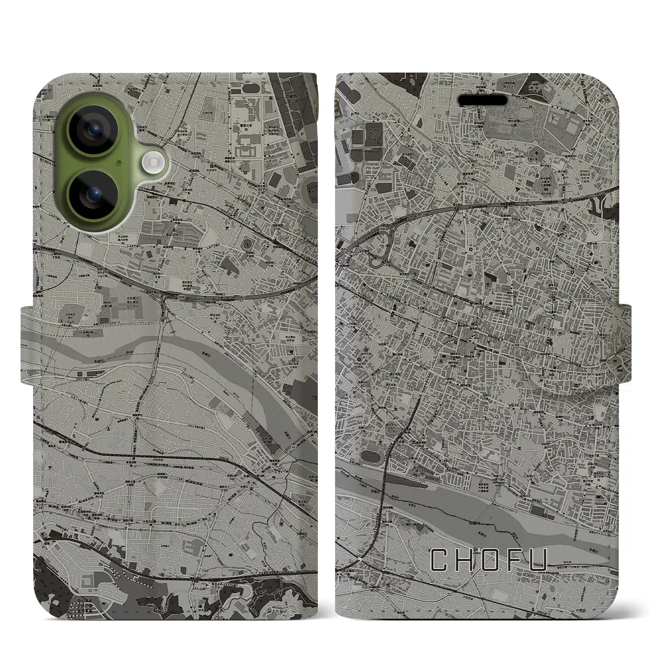 【調布(東京都)】地図柄iPhoneケース(手帳タイプ)