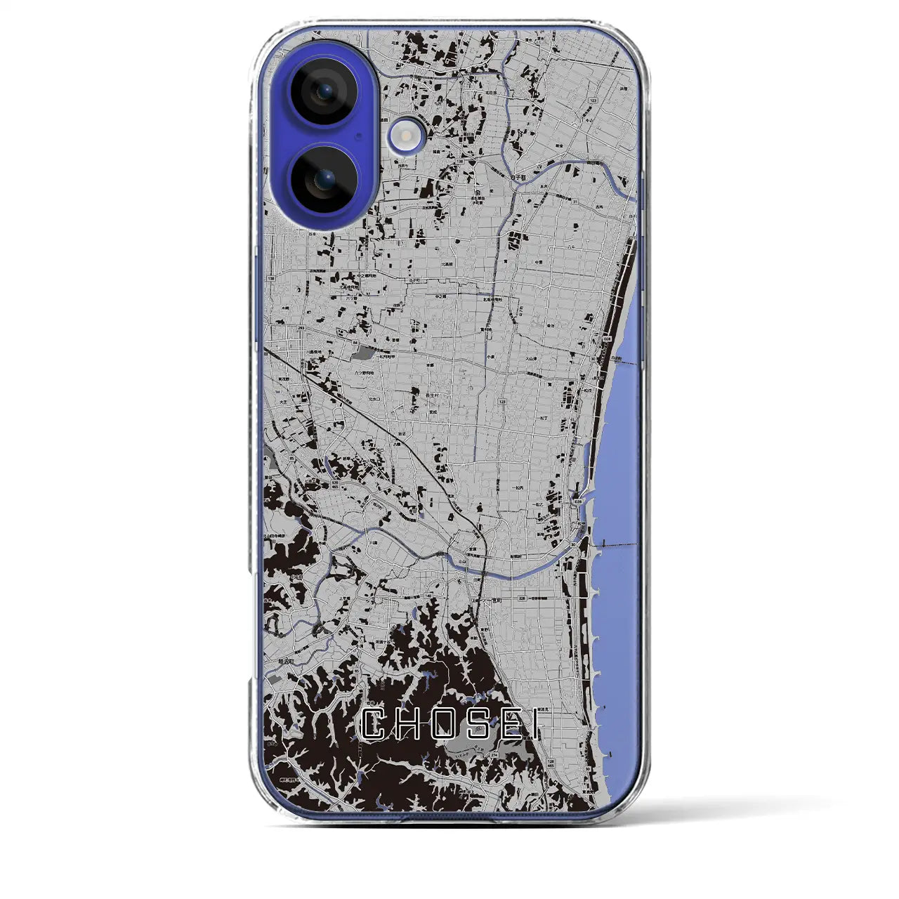 【長生(千葉県)】地図柄iPhoneケース(クリアタイプ)モノトーン・iPhone 16 Pro Max 用