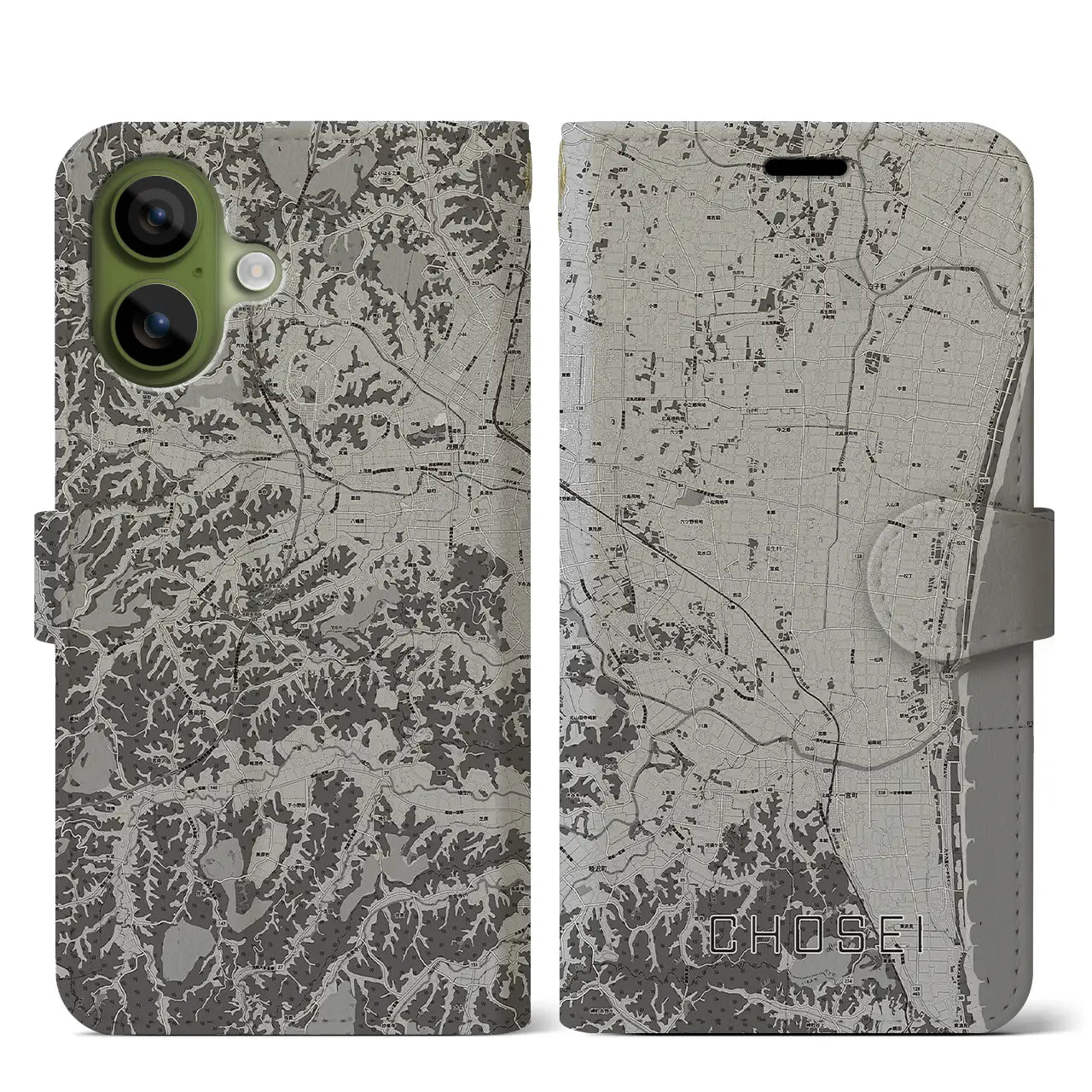 【長生(千葉県)】地図柄iPhoneケース(手帳タイプ)