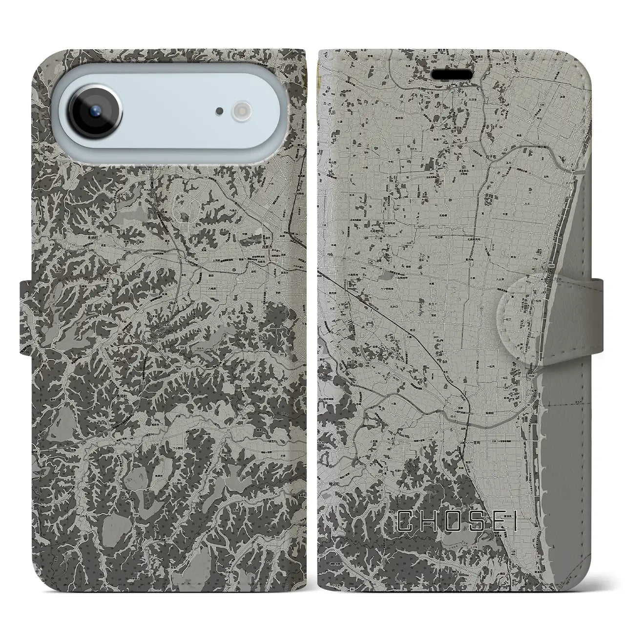 【長生(千葉県)】地図柄iPhoneケース(手帳タイプ)