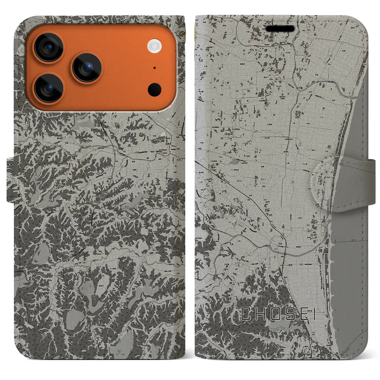 【長生(千葉県)】地図柄iPhoneケース(手帳タイプ)