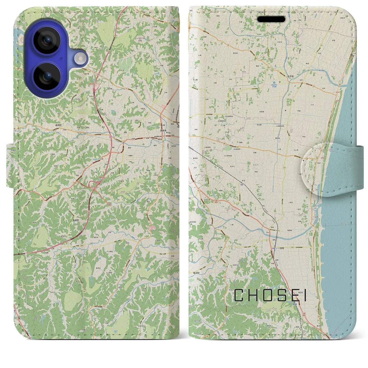 【長生(千葉県)】地図柄iPhoneケース(手帳タイプ)ナチュラル・iPhone 16 Pro Max 用