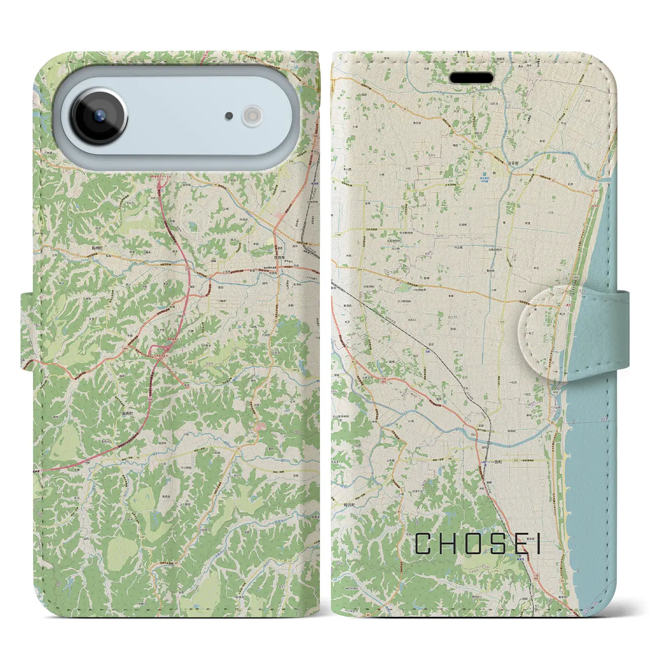【長生(千葉県)】地図柄iPhoneケース(手帳タイプ)ナチュラル・iPhone 17 Pro Max 用