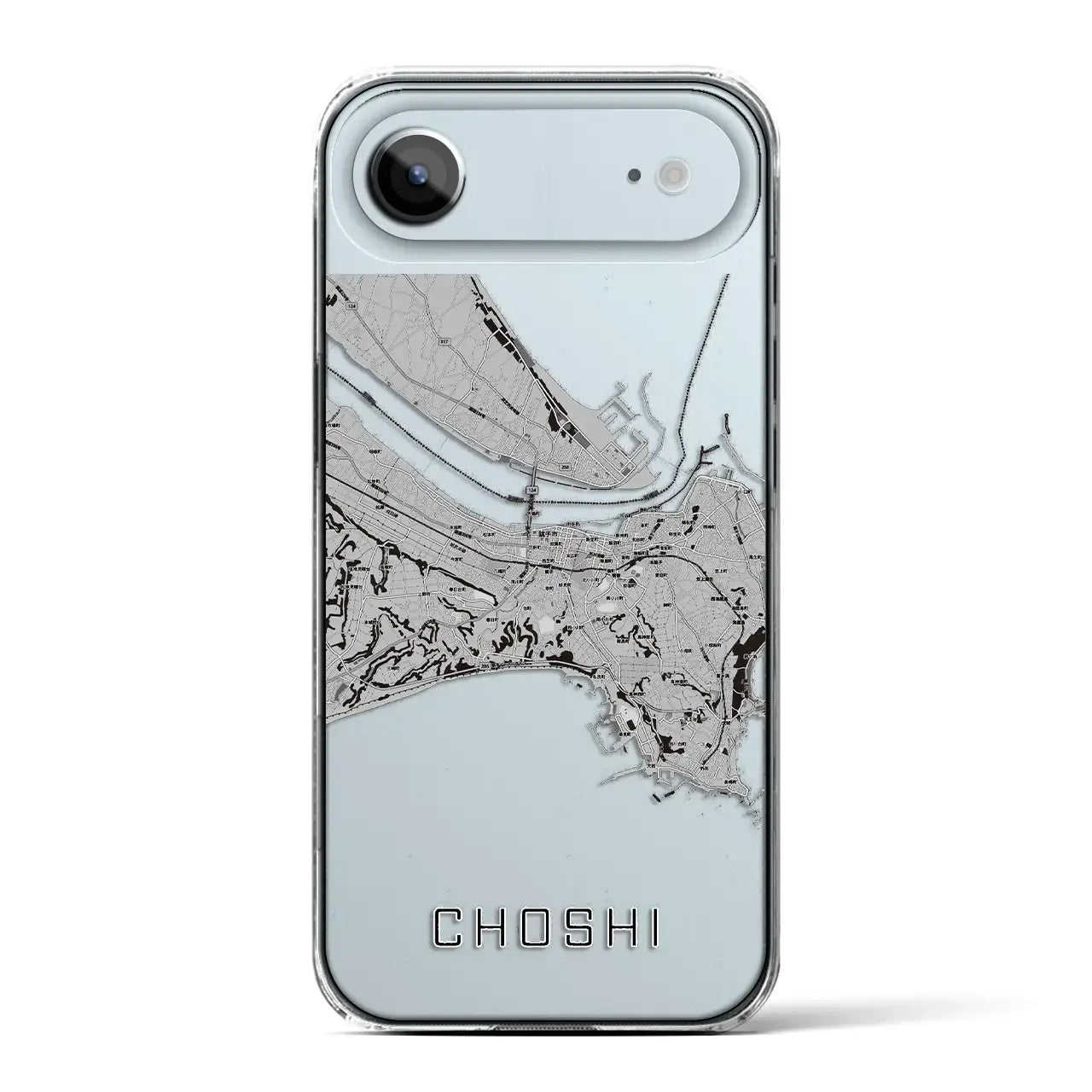 【銚子(千葉県)】地図柄iPhoneケース(クリアタイプ)モノトーン・iPhone 17 Pro Max 用
