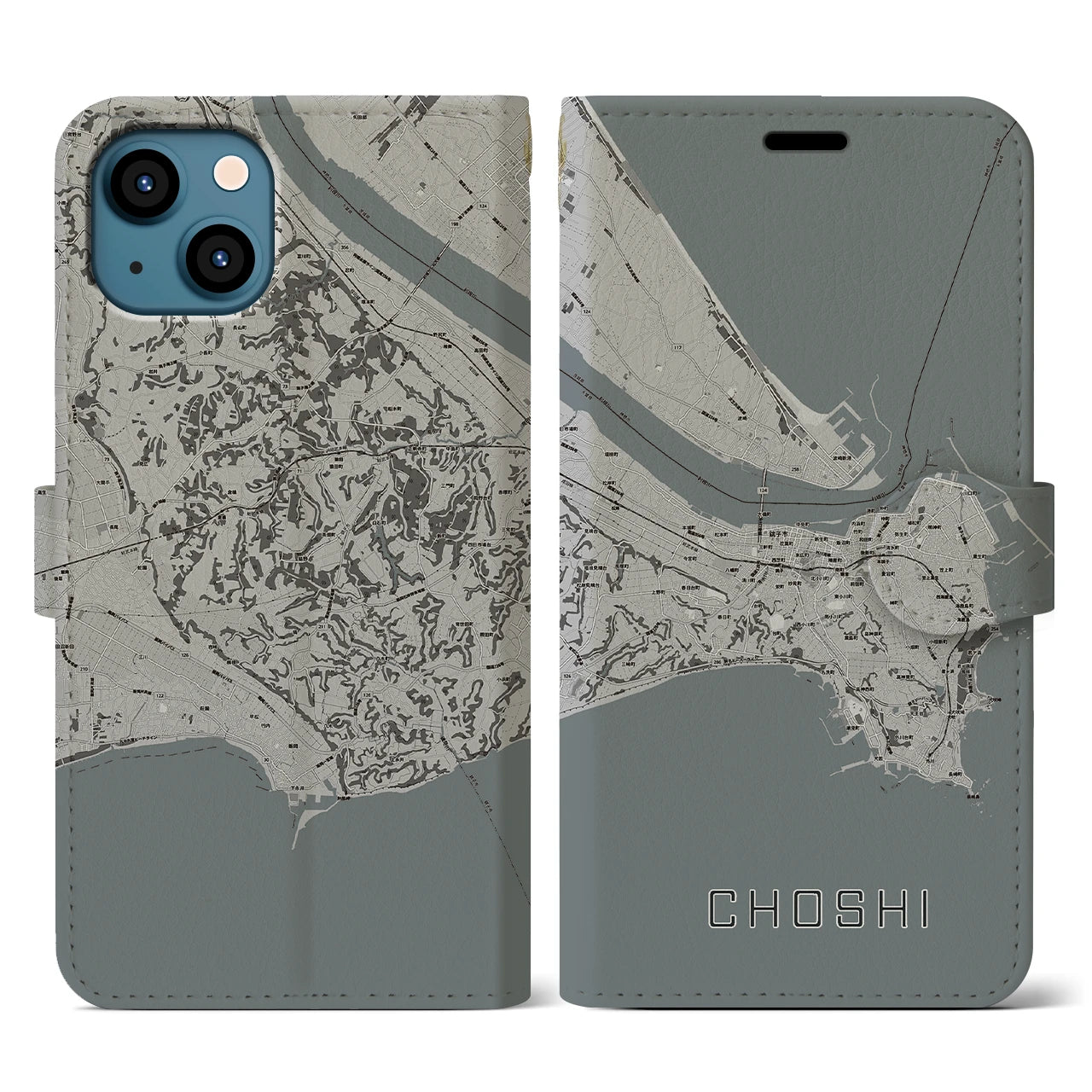 【銚子(千葉県)】地図柄iPhoneケース(手帳タイプ)