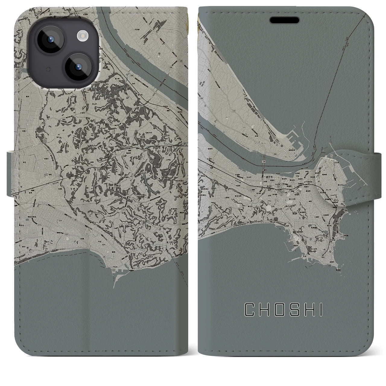 【銚子(千葉県)】地図柄iPhoneケース(手帳タイプ)