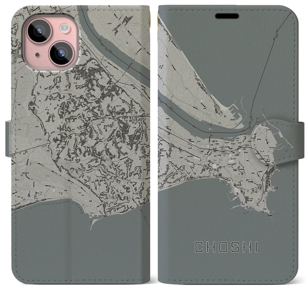 【銚子(千葉県)】地図柄iPhoneケース(手帳タイプ)