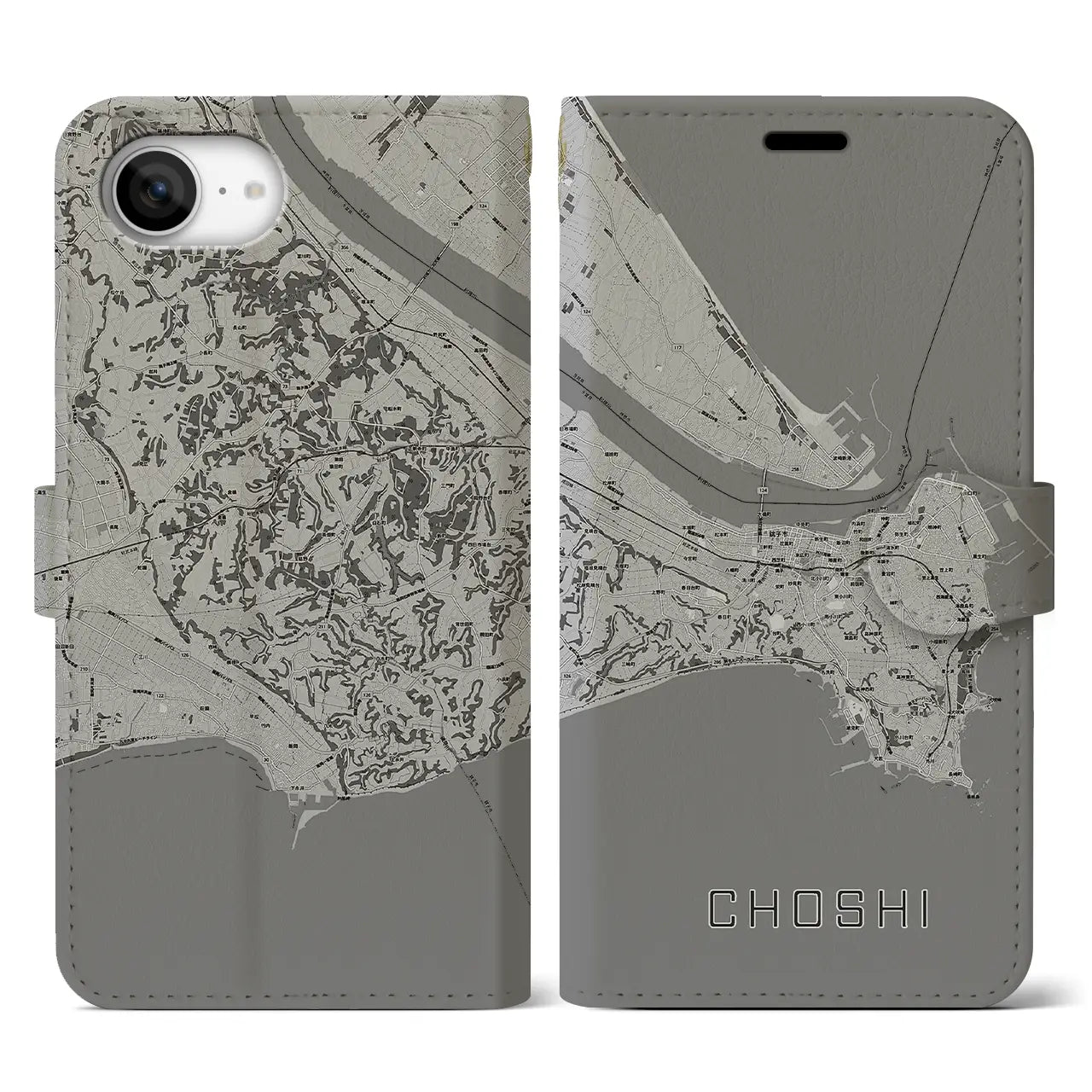 【銚子(千葉県)】地図柄iPhoneケース(手帳タイプ)