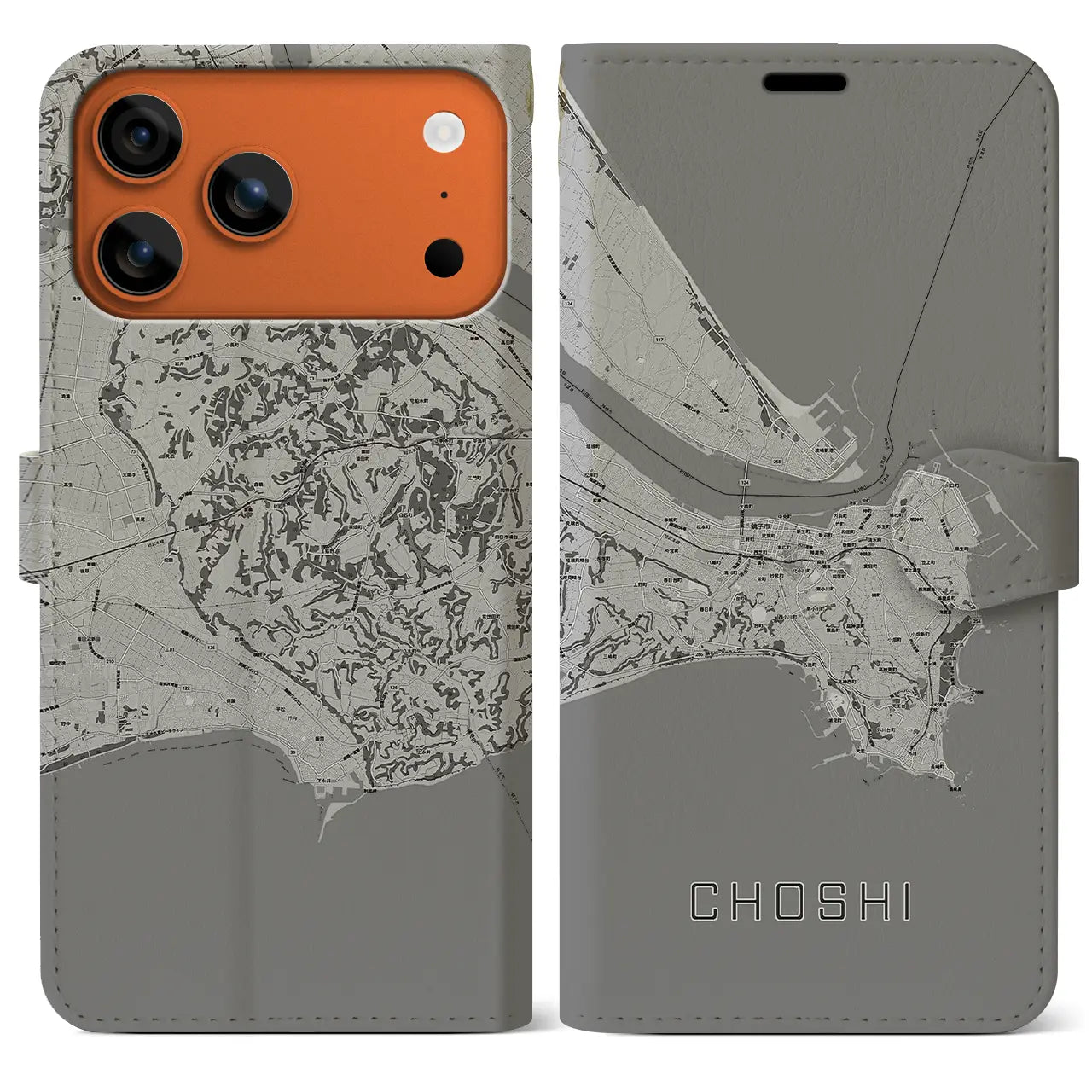 【銚子(千葉県)】地図柄iPhoneケース(手帳タイプ)