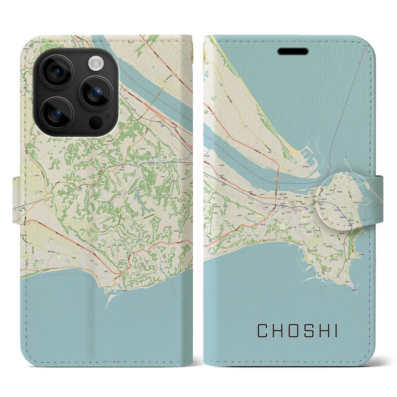 【銚子(千葉県)】地図柄iPhoneケース(手帳タイプ)ナチュラル・iPhone 16 用