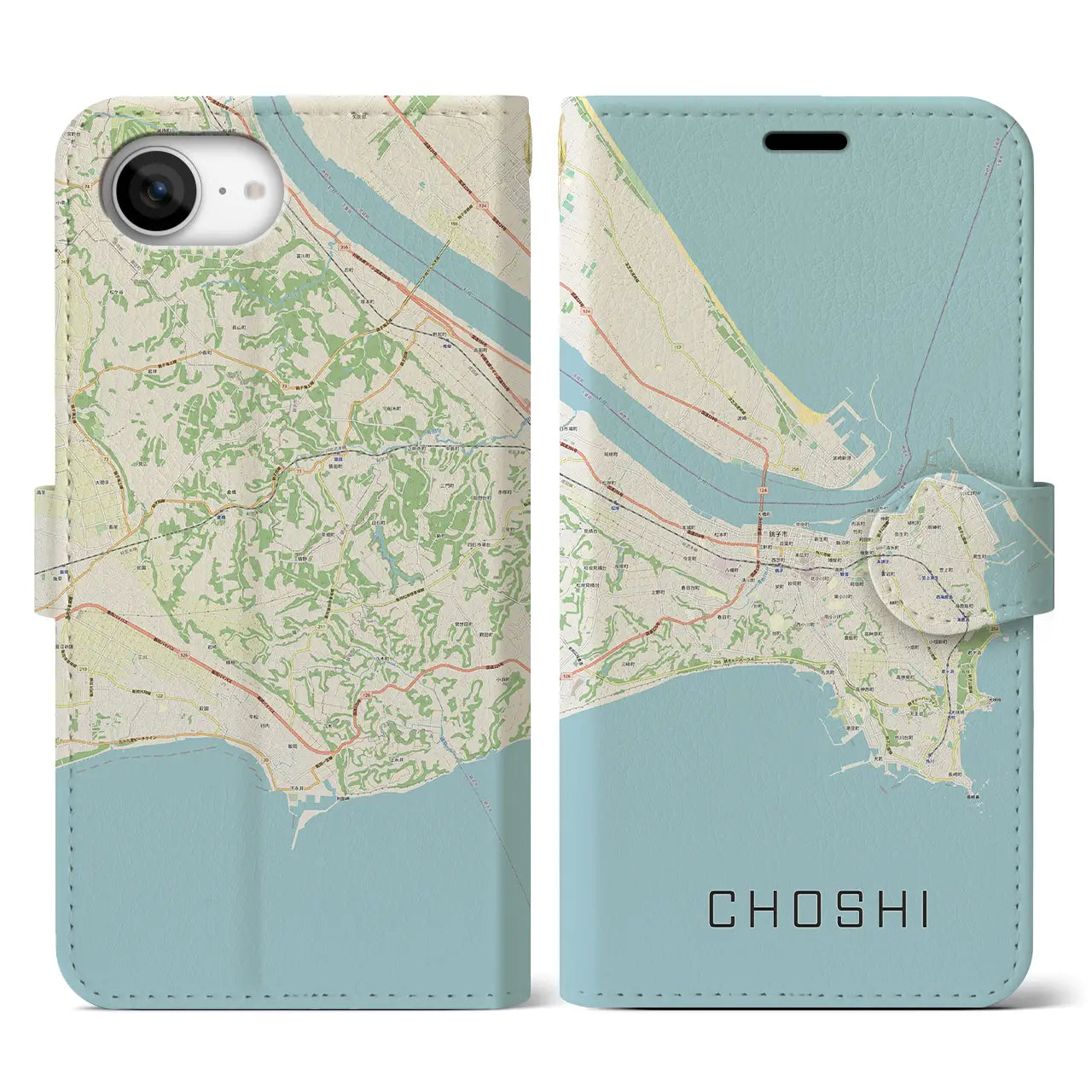 【銚子(千葉県)】地図柄iPhoneケース(手帳タイプ)