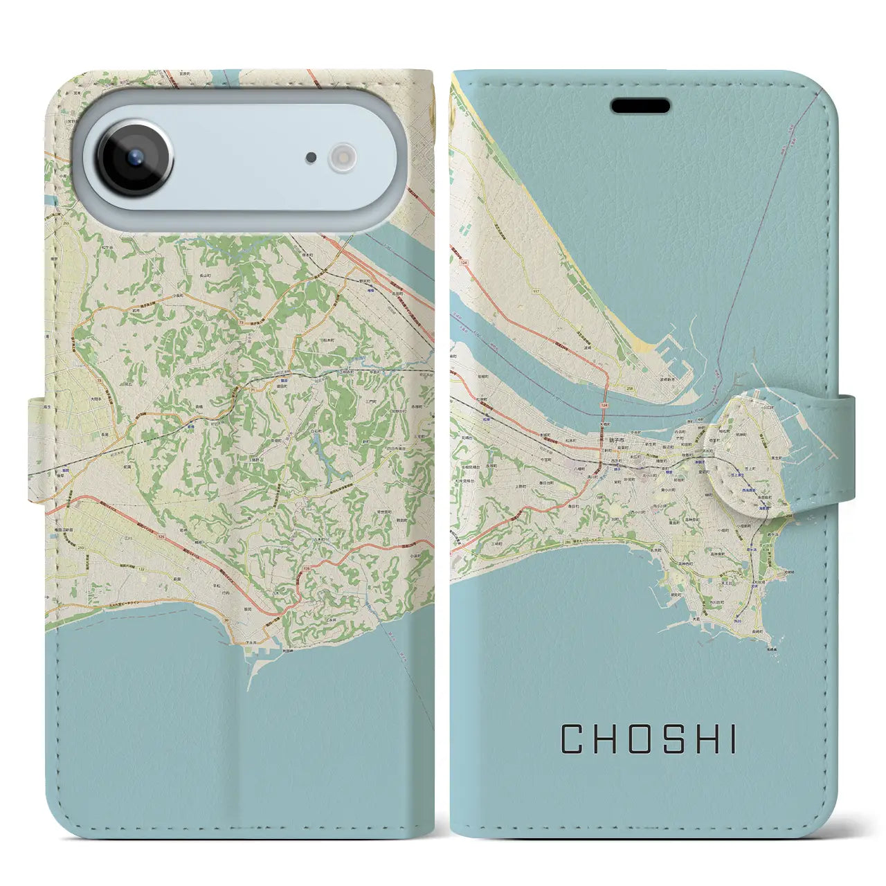 【銚子(千葉県)】地図柄iPhoneケース(手帳タイプ)