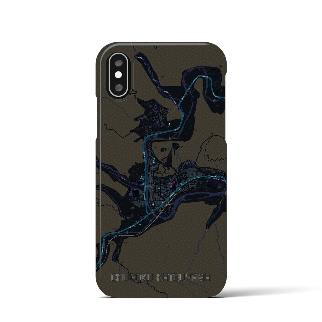 【中国勝山(岡山県)】地図柄iPhoneケース(バックカバータイプ)