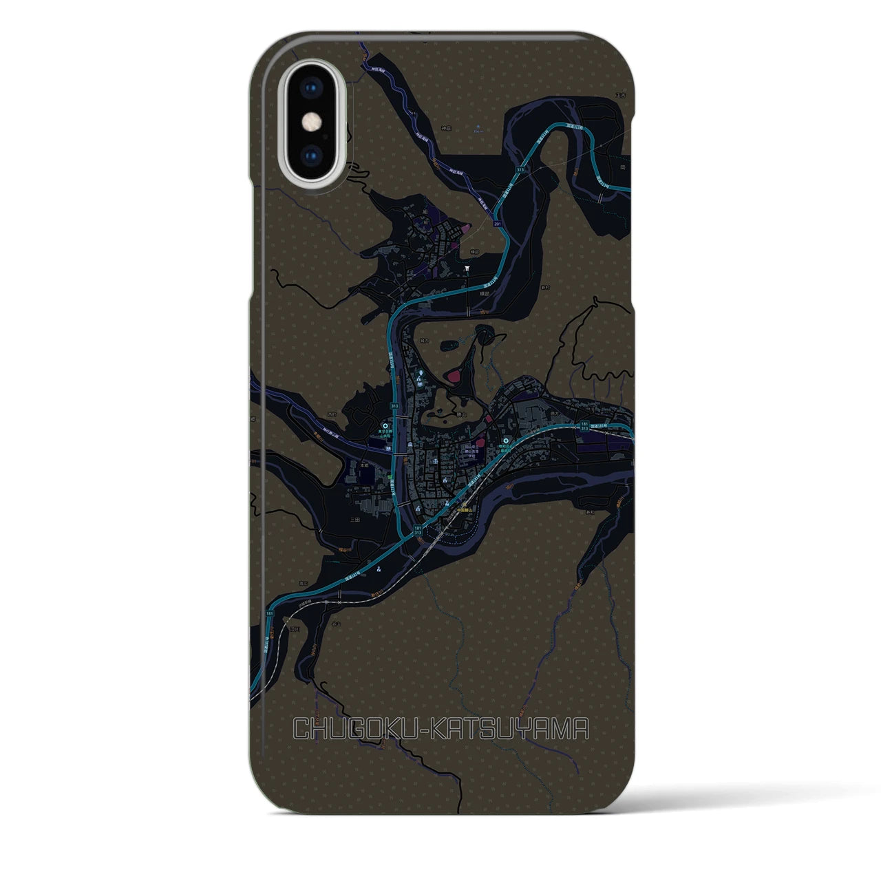 【中国勝山(岡山県)】地図柄iPhoneケース(バックカバータイプ)