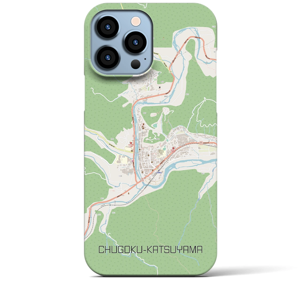 【中国勝山(岡山県)】地図柄iPhoneケース(バックカバータイプ)