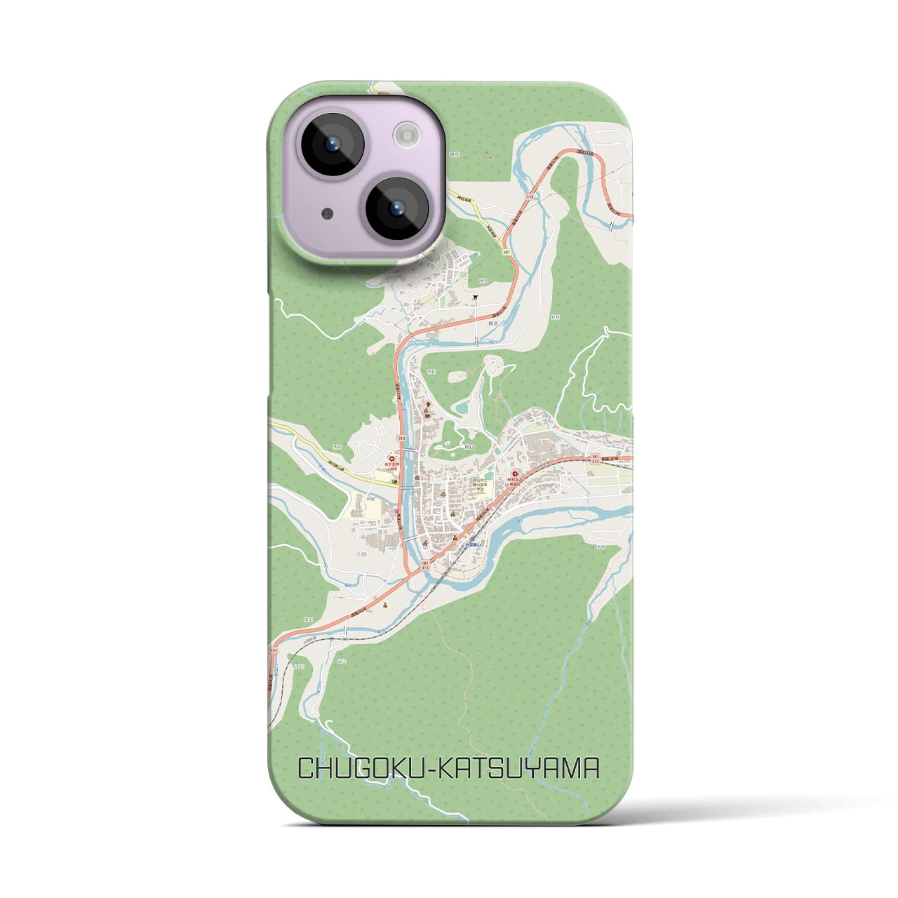 【中国勝山(岡山県)】地図柄iPhoneケース(バックカバータイプ)