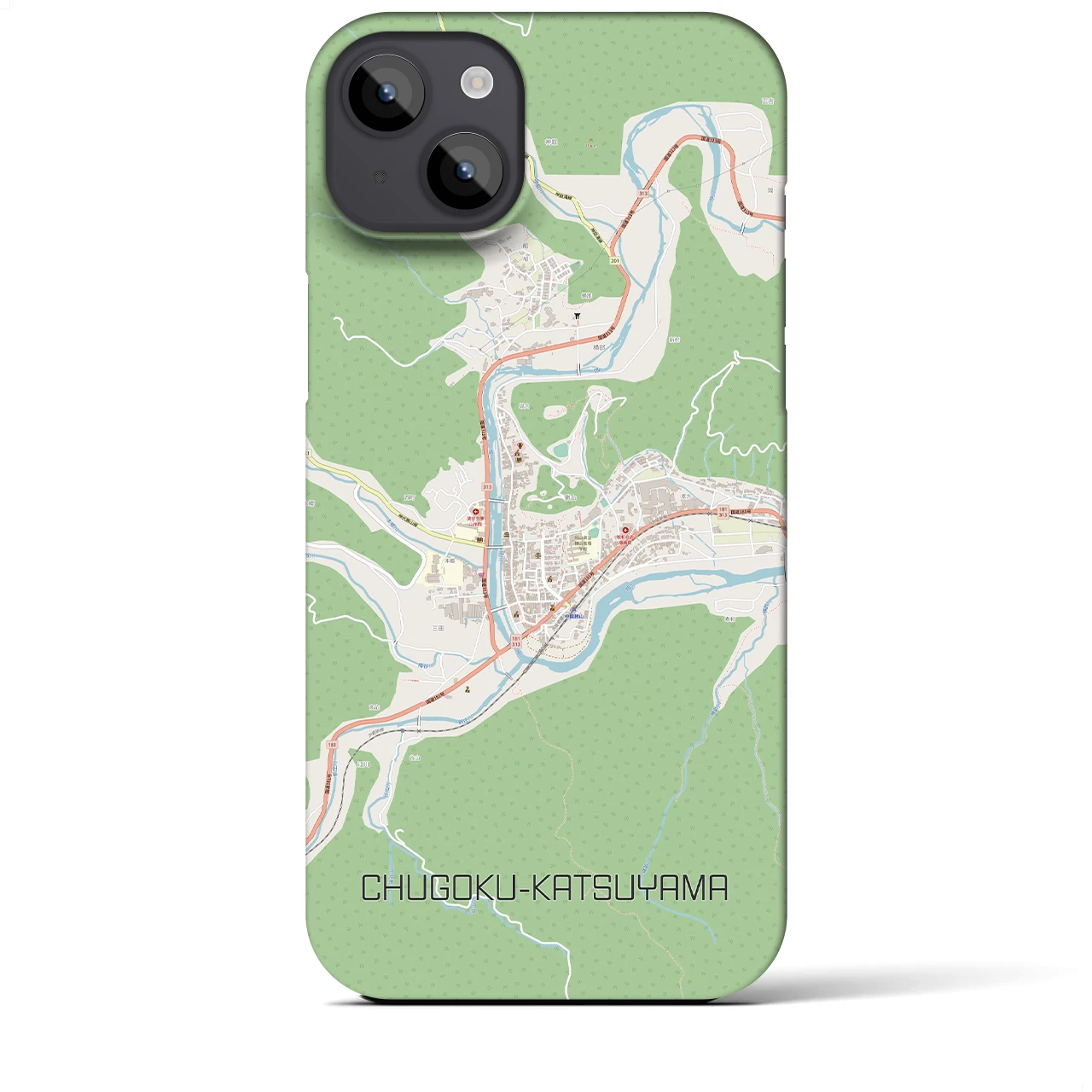 【中国勝山(岡山県)】地図柄iPhoneケース(バックカバータイプ)