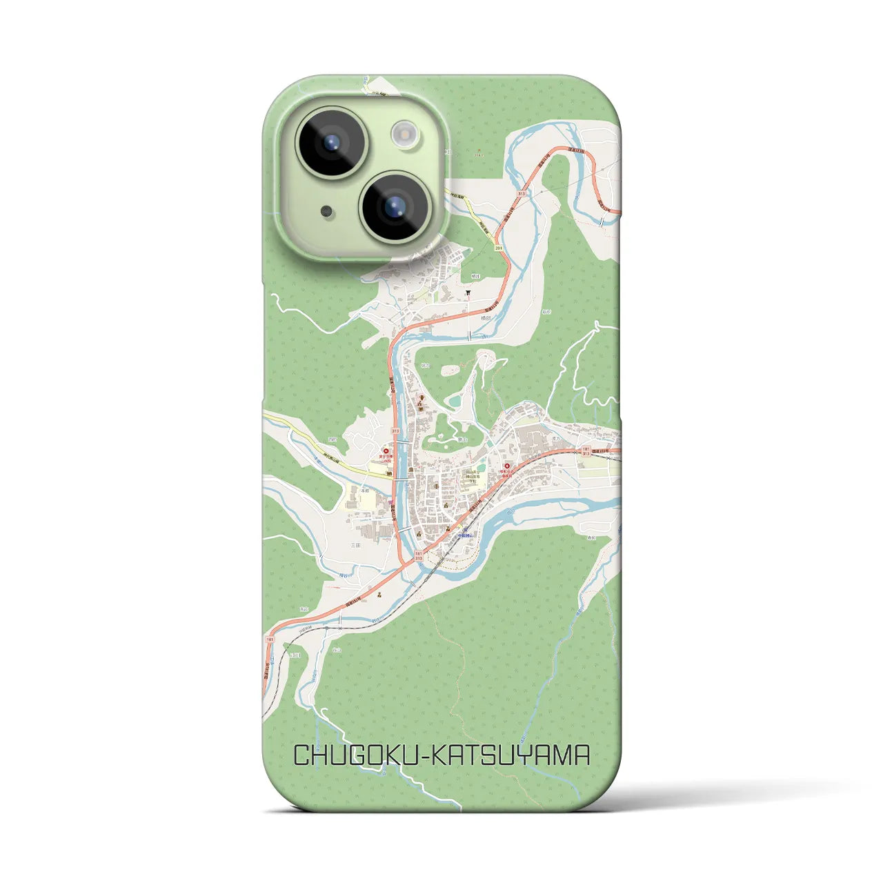 【中国勝山(岡山県)】地図柄iPhoneケース(バックカバータイプ)