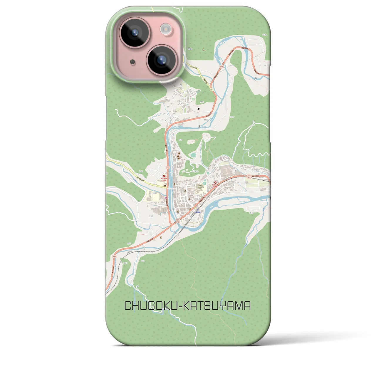 【中国勝山(岡山県)】地図柄iPhoneケース(バックカバータイプ)