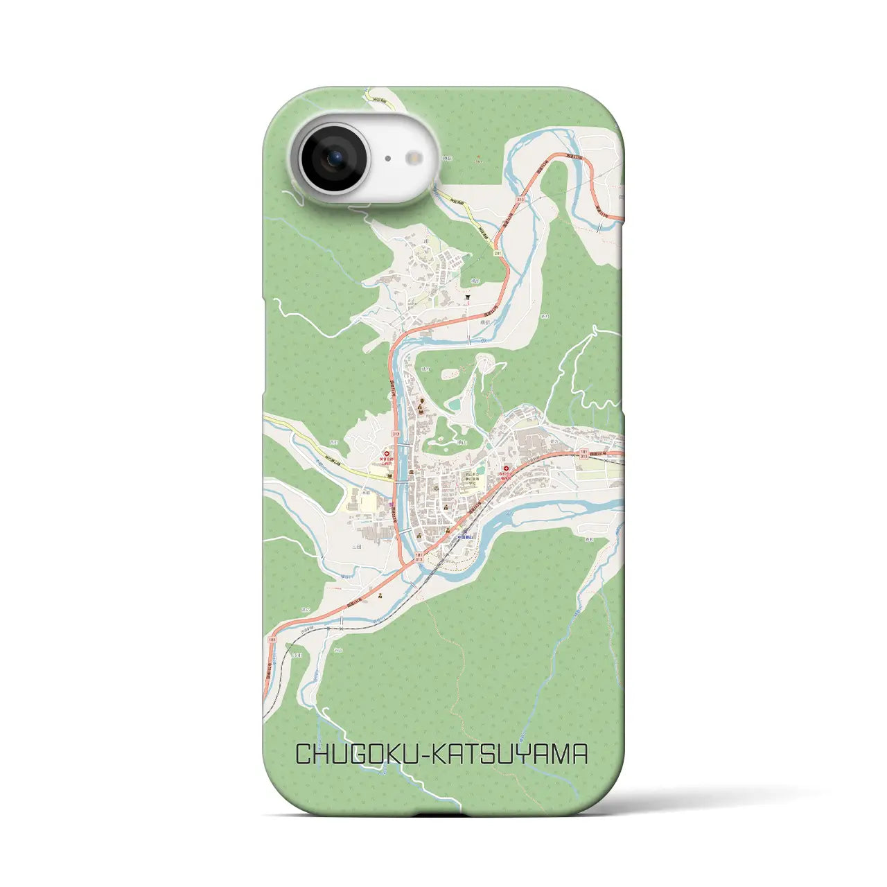 【中国勝山(岡山県)】地図柄iPhoneケース(バックカバータイプ)