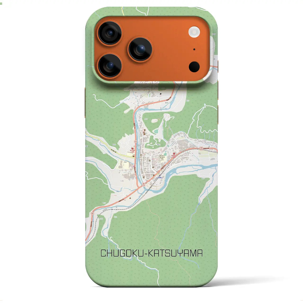 【中国勝山(岡山県)】地図柄iPhoneケース(バックカバータイプ)ブラック・iPhone 17 Pro Max 用